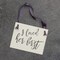 Ritzy Rose Cute Engagement Announcement Sign - Black on 11x8in Ivory Linen Cardstock with Slate Ribbon